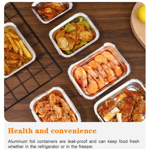 Luckmeta 8X4 Inch Aluminum Foil Pans With Clear Lids (60 Pack), Heavy Duty Rectangular Tin Foil Pans, Disposable Cookware, Takeout Trays, Food Containers For Restaurants & Catering, Recyclable #TOP5