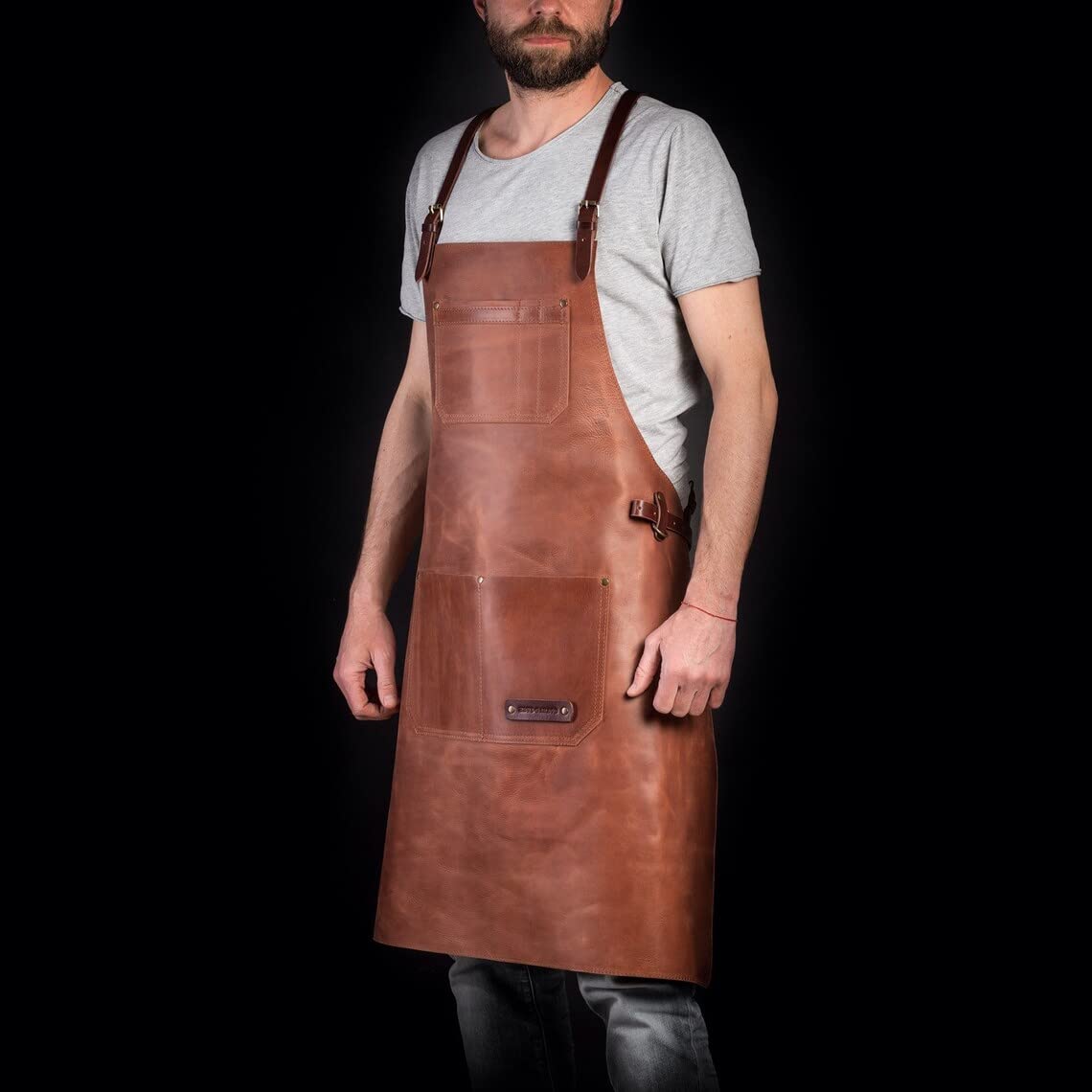 Lederschürze für Schreiner, Holzbearbeitung, Schmiedekunst – Leder-Grillschürze, Holz-Lederschürze, Küchenschürze für Koch, für Herren und Damen
