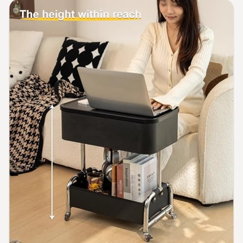 Table d'appoint moderne noire à roulettes pour optimiser les petits salons