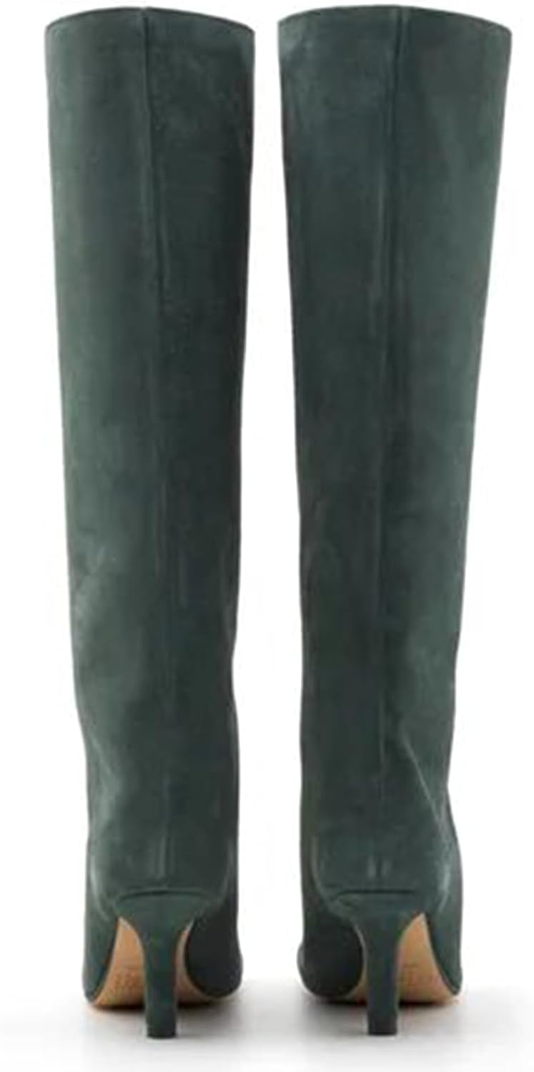 Knee High Boots Wide Calf Women Long Suede Square Toe Bootie Tall Cute Slouchy Fashion Boots Ladies Fall Booties - Image 5