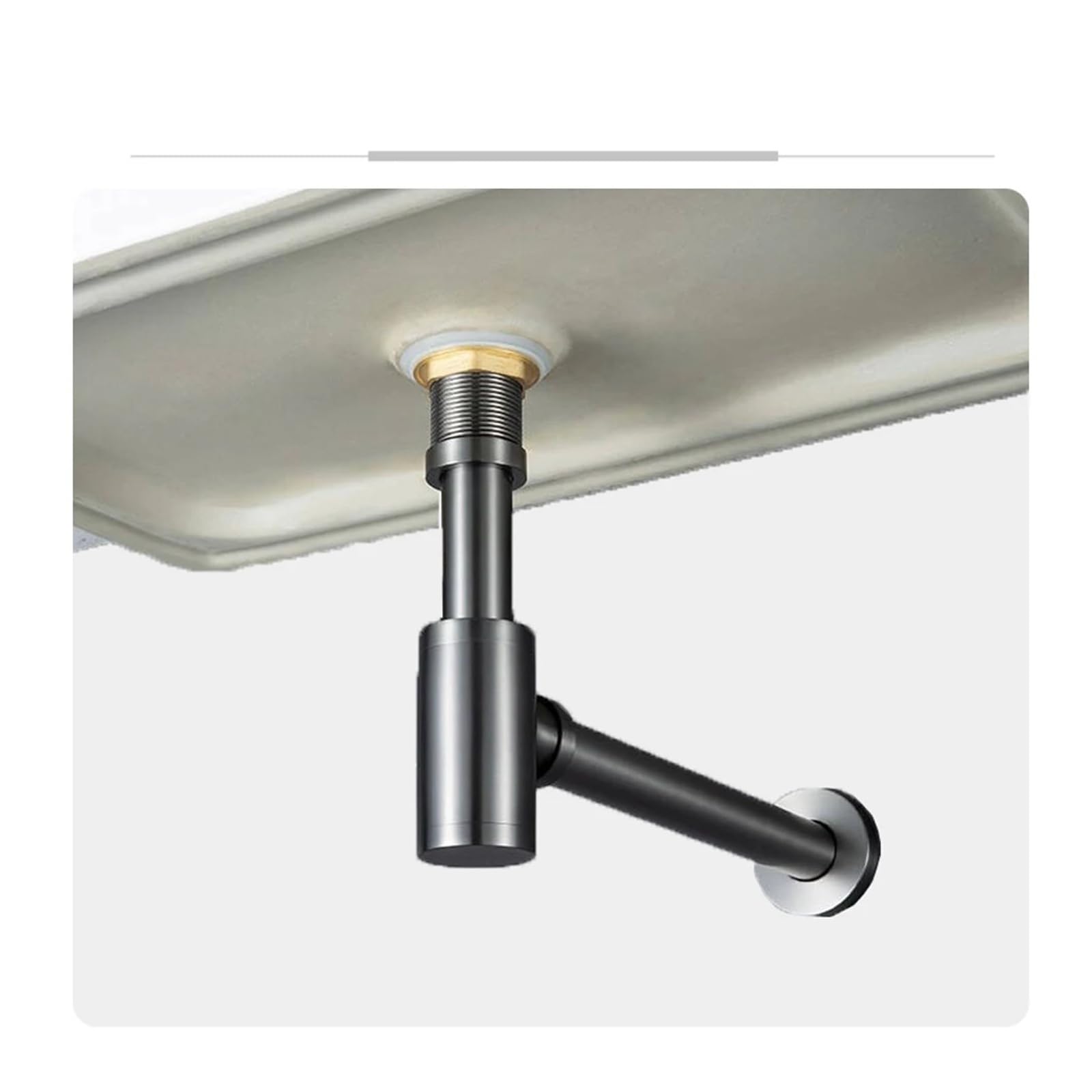 1 pièces salle de bain bassin bouteille piège Drain ensemble tuyau noir évier Pop Up bouchon fait lavabo Siphon Pour Bain(Gold No overflow)