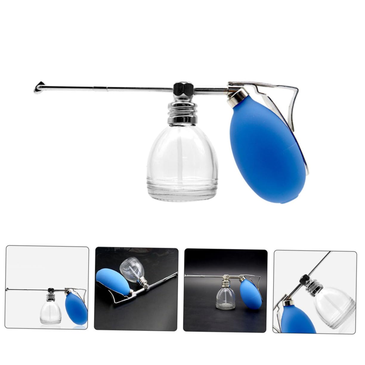 Botella Pulverizadora de Vidrio Azul para Cosméticos y Perfume en Polvo, Recargable, Fácil de Limpiar, para Hogar y Viaje