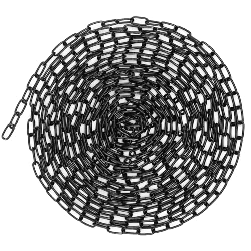BEASAFY Chaîne en acier de 10 m, 3 mm, noire, chaîne à maillons pour chaînes à bascule, chaînes de séchage, chaînes de délimitation, chaîne pour chien