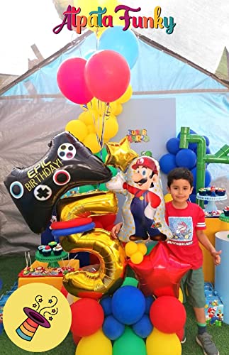 Image of Atpata Funky 5 Number Golden Foil Balloon 32 inch Size Birthday Decoration Items | Happy Birthday Decoration Kit | 5th Year Birthday Party Anniversary Wedding Decorations