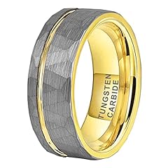 8mm Gold Tungsten Silver Top