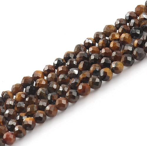 Miniatura 5 de Song Xi 90 cuentas de piedras preciosas naturales de ojo de tigre amarillo natural de 0.157 pulgadas (0.157 in) para la fabricación de joyas (1