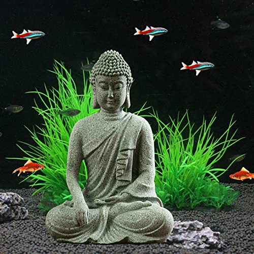 Image of Livelyfish Asian Stone Buddha Figurines for Aquarium Zen Garden Fish Tank Statue Decorations Mini Stone Buddha Zen Garden Sculptures Decor,Gift