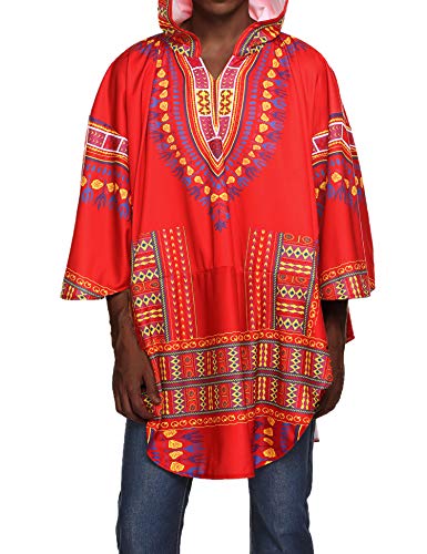 COOFANDY Mens Poncho Cape Hoodie African Print Dashiki Fashion Halloween Irregular Coat Pullover