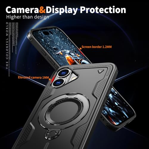 Coque iPhone 16 Plus MagSafe avec support antichoc en TPU et PC noir