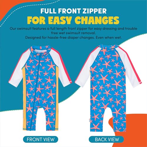 Image of SwimZip UPF50+ Boys Swim Shirt, Long Sleeve One Piece Kids Sunsuit