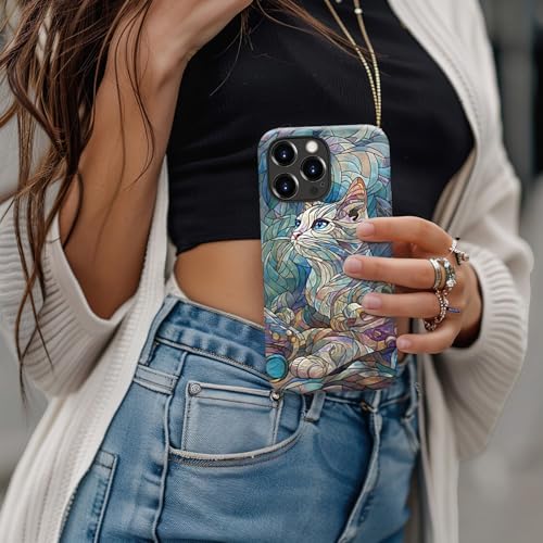 Image of Goodon for iPhone 15 Pro Case Cute - Wireless Charging Compatible - Dual-Layer Hard Shell + Silicone Cover - Protective Phone Case with Trendy Designs for Women - an Abstract Ragdoll Cat