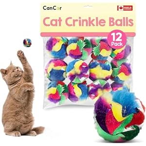 Crinkle Cat Toy Balls 12 Pack | Soft Cat Crinkle Toys for Indoor Cats & Kittens | Food-Grade Acetate Safer Than Mylar | Made in Canada