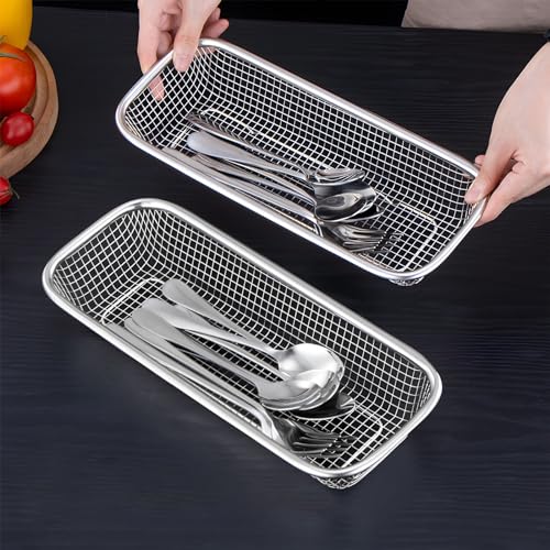 Iwntwy Utensil Drying Rack, 2 Pack Stainless Steel Utensils Holder Dishwasher Silverware Basket thumb #7