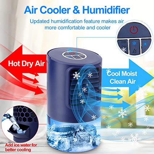 Climatiseur Portable, 4 en 1 Mini Refroidisseur D'air à ventilateur de refroidissement, con 3 Velocità,Timer 2/4h, 7 Colori Luce, per Casa e Ufficio,Cadeau D'été Spécial Climatiseur Portable, 4 en 1 Mini Refroidisseur D'air à ventilateur de refroidissement, con 3 Velocità,Timer 2/4h, 7 Colori Luce, per Casa e Ufficio,Cadeau D'été Spécial