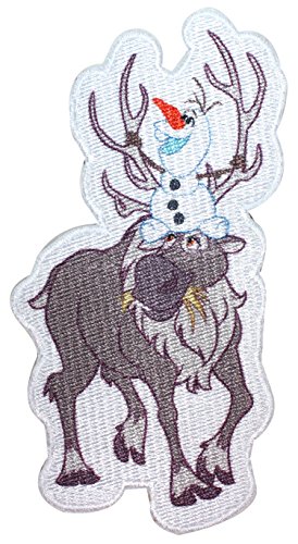 Olaf & Sven Patch Frozen Snowman Reindeer Characters Iron On Applique