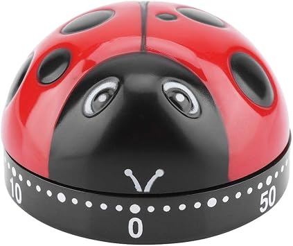 Kitchen Timer, Ladybug Kitchen Timer 60 Minutes Timer Mechanical Wind-Up Timer, Made of ABS, for Use in Salons, or in the Kitchen