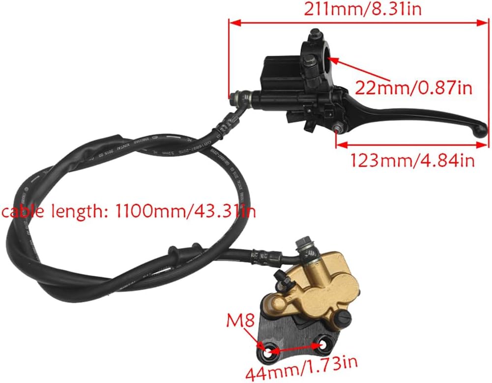 25" 630mm Front Fork with Triple Tree Clamp, 60/100-14 Dirt Bike Tire and Rim Wheel, Disc Brake Cylinder Caliper, 12mm Bearing Axle for Apollo SSR CRF Coolster Pit Pocket Trail Monkey Bike Off Road