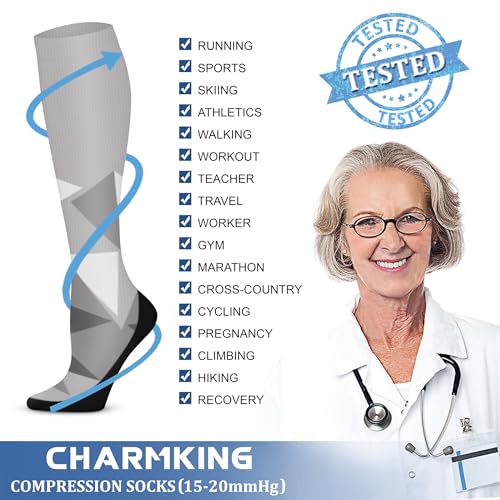 Image of Compression Socks (7 Pairs), 15-20 mmhg is BEST Graduated Athletic & Medical for Men & Women, Running, Flight, Travel, Nurses, Pregnant - Boost Performance, Blood Circulation