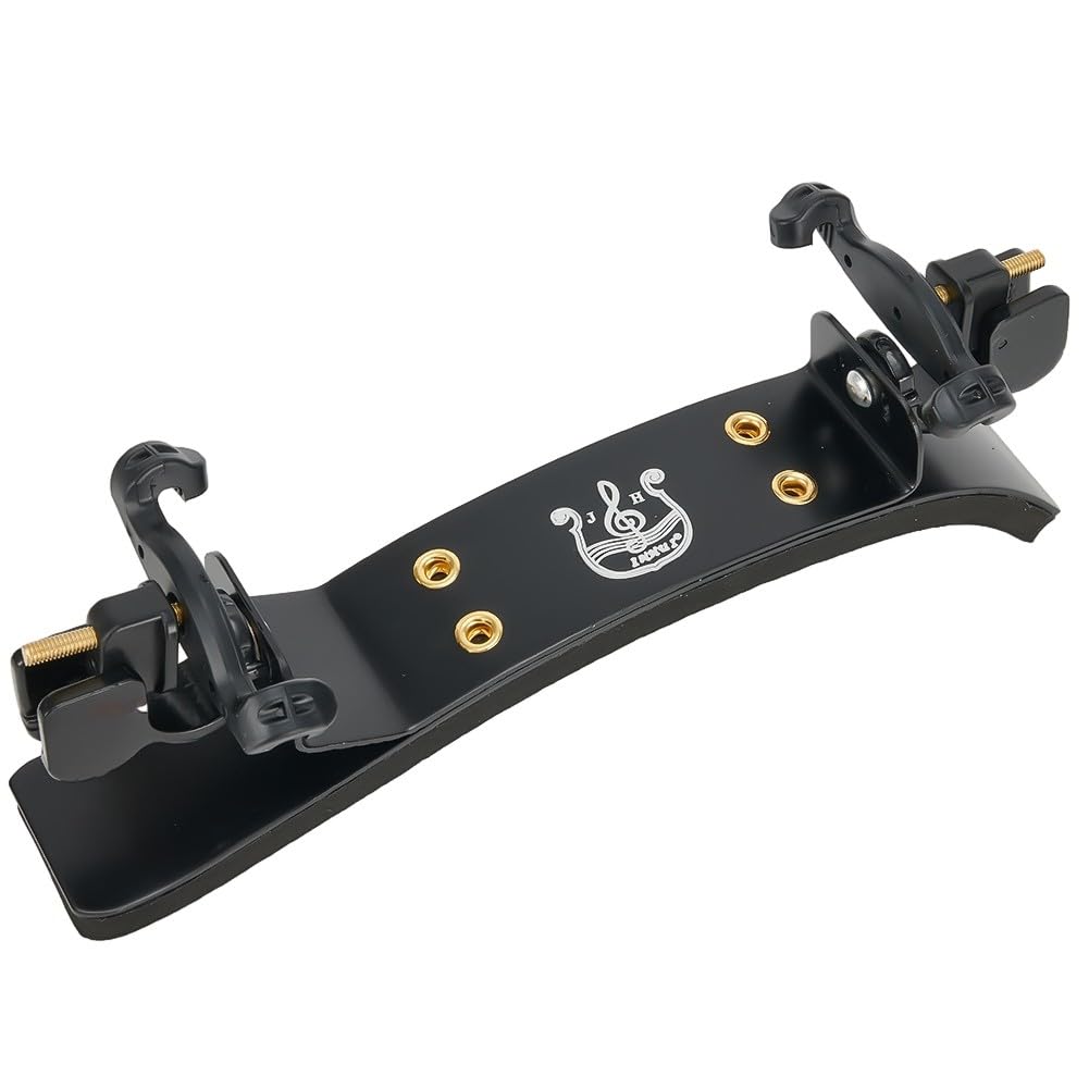 Whychstore Spalliera per violino in stile tedesco, supporto regolabile in lega con gancio imbottito per violino 3/4 4/4, nero