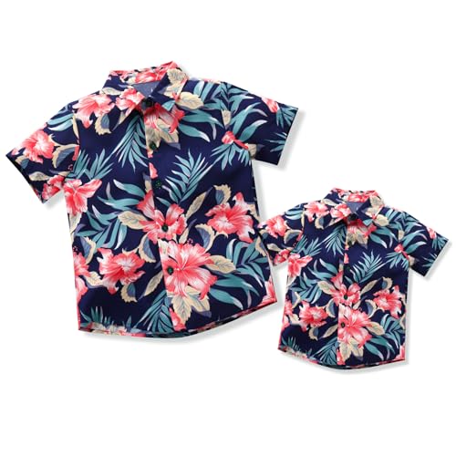 Image of Daddy and Me Matching Outfits Hawaiian Father and Son Matching Shirts for Family Photoshoot Summer Men Boys Father's Day Tops