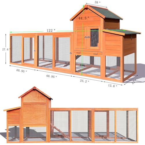 Amzoss 65542557 122 Inch Large Chicken Coop Wooden Backyard Hen House thumb #2