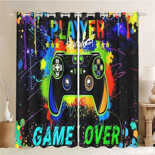 SMchwbc Cortinas para videojuegos para ventana de dormitorio, 100 x 140 cm, opacas para videojuegos, 100 x 140 cm, tela impermeable, juego de 2 cortinas opacas (1,100 x 140 cm)