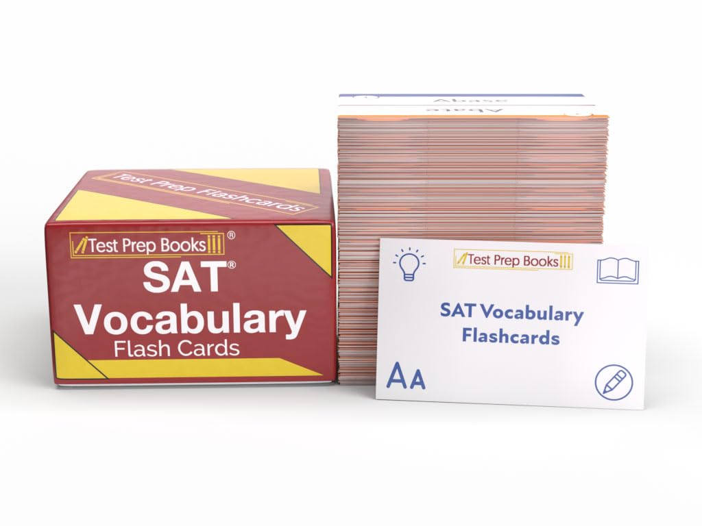Test Prep Books SAT Vokabel-Lernkarten 2022 und 2023: 600+ Vocab Begriffe - Verbal Flashcard Prep - Praktisch für Teenager