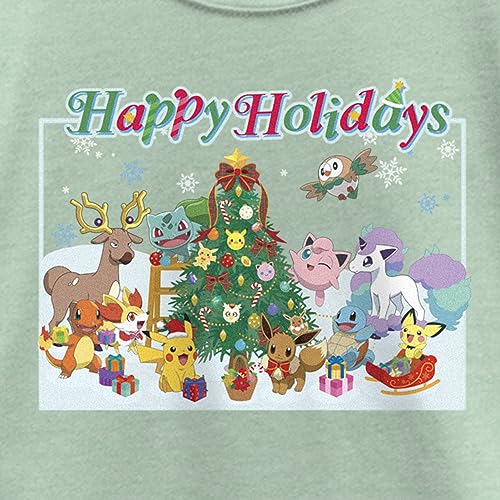 Girl's Pokemon Happy Holidays Crew T-Shirt2