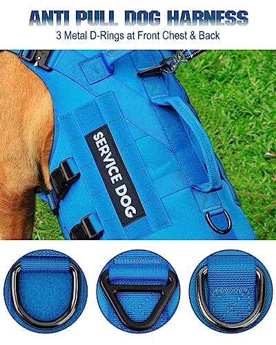 Image of PETNANNY Tactical Dog Harness - No-Pull Service Vest for Large Breeds, with Hook & Loop Patch Panel & MOLLE System | Padded Handle for Walking, Hiking & Training (Blue,XL)