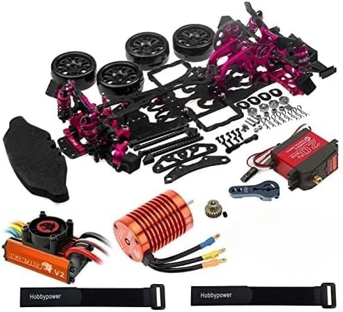 Hobbypower 1/10 Alloy Drift Chassis Kit Leopard 60A 4730KV DS3218MG Servo for D4 RWD