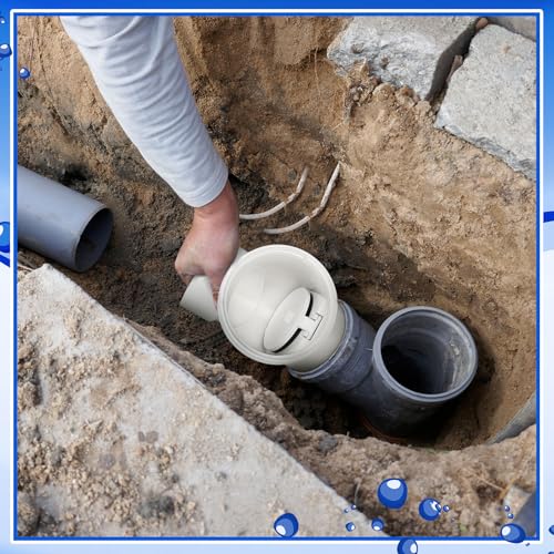 Image of Tondiamo 1 Pcs 6 inch PVC Backwater Valve Backflow Preventer Valve, White PVC