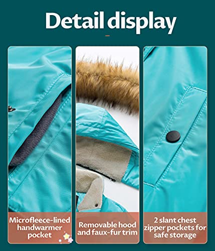 Image of CREATMO US Girl's Long Winter Warm Parka Sherpa Trimmed Collar Puffer Ski Jacket Coat