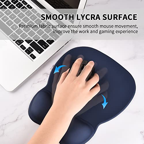 EooCoo Tappetino Mouse Ergonomico con Poggiapolsi al Gel, Tessuto setoso di alta Qualità e Base in Silicone Antiscivolo,4 mm - Blu Navy