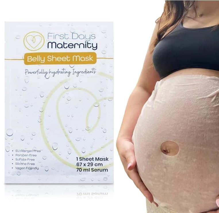 First Days Maternity - Bauch-Blattmaske für die Schwangerschaft - 70 ml feuchtigkeitsspendendes Serum, vegan, ultra-nährend, für Bauch und Hautelastizität, große Größe