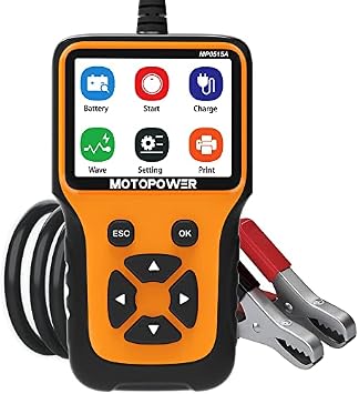 MOTOPOWER MP00205A 12V 800mA Battery Charger Maintainer with MP0515A 12V Battery Load Tester Alternator Analyzer