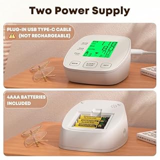 Arm Blood Pressure Monitor with 2 Cuffs, Pediatric Blood Pressure Cuff 6"-9"，Medium/Large Cuff 9"-16.5"， Includes 4 AAA Batteries