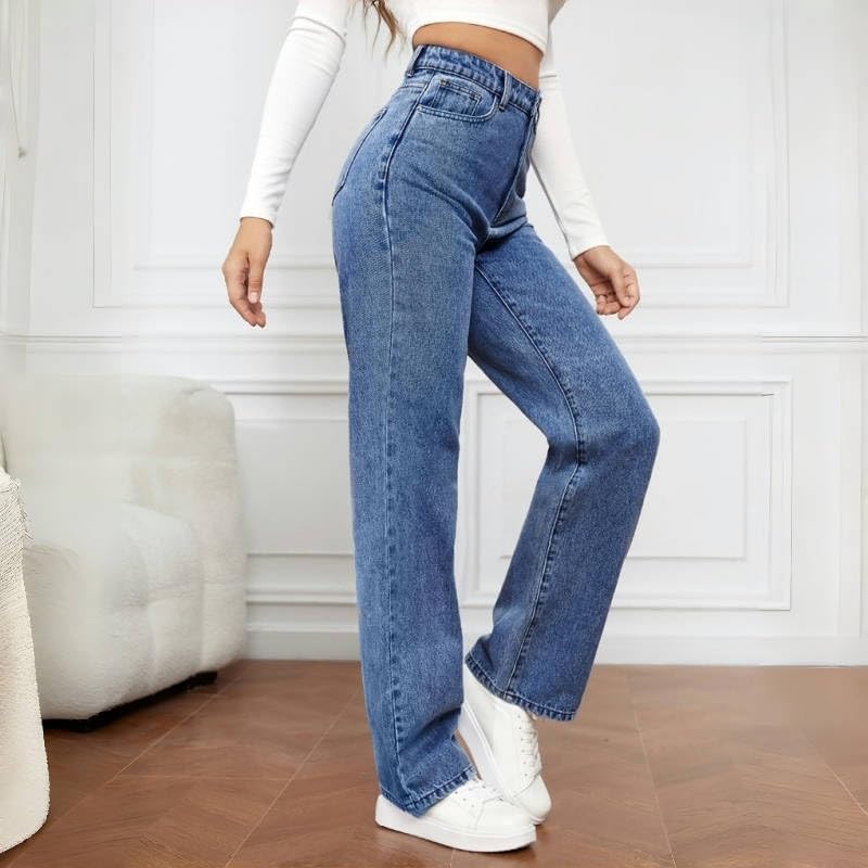 Womens Jeans High Waisted Straight Leg Loose Stretchy Lightweight Tummy Control Trendy Jeans for Women with Pockets4