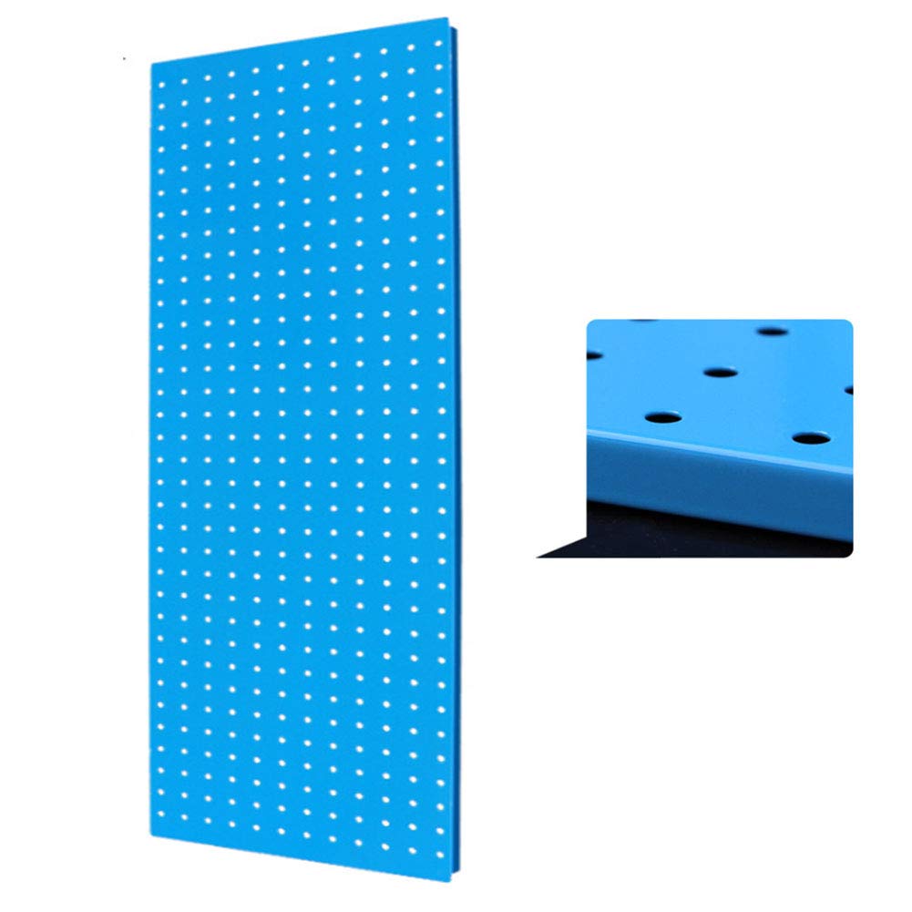 Tablero perforado para herramientas Panel de pared perforado de metal for herramientas y accesorios (0,8 mm de grosor), multicolor(Blue)