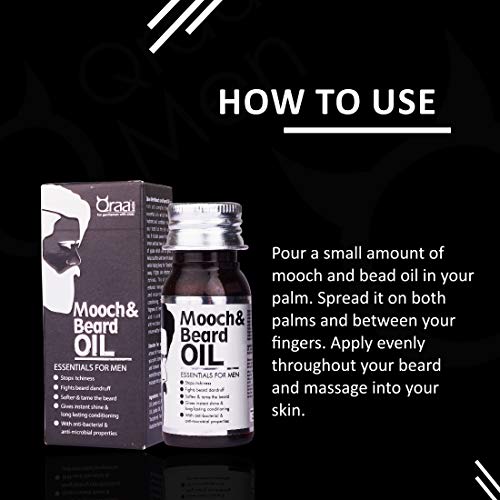 Qraa Men Mooch & Beard Oil For Beard Growth & Nourishment | Enriched With Almond oil,Aloevera,Vitamin E |Pack of 2 | Beard Oil for Uneven, Patchy & Fast Beard Growth |... - Image 4