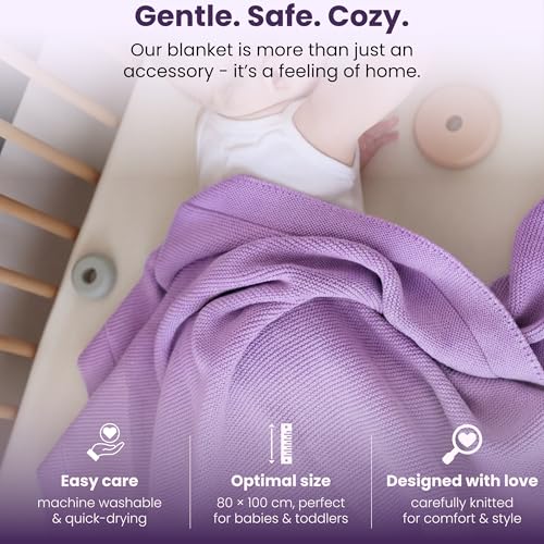 Image of Little Dedi- Lavander Frost Baby Blanket - Soft Knit Blanket for Babies 30x40 in - Cozy & Breathable - Oeko-TEX Certified - Ideal for Newborns, Strollers & Cribs - Acrylic