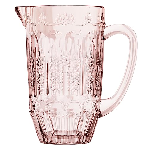 Elle Decor Pink Vintage Glass Pitcher Water Carafe...