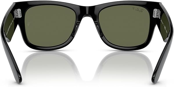 Ray-Ban RB0840S Mega Wayfarer Square Sunglasses, Black/Green