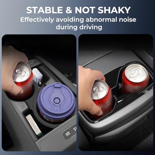 Image of Center Console Cup Holder Inserts for KIA EV9 2026 2025 2024 (Only for Land AWD, GT-Line AWD), Interior Accessories Front & Rear TPE Cup Holders Covers Protector for 2024-2026 EV9, Black