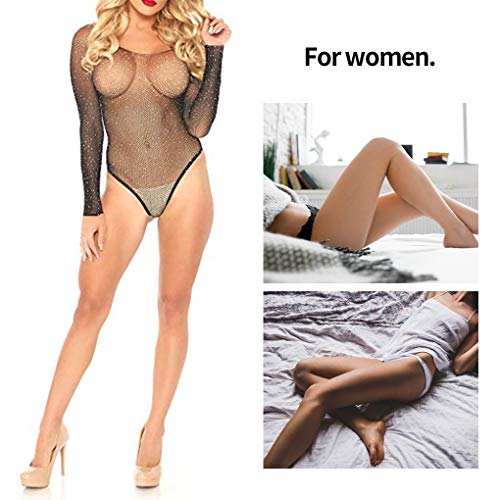 Sexy Lingerie Mulheres Rhinestone Design de malha Jumpsuit Bodysuit Erótico Pijamas