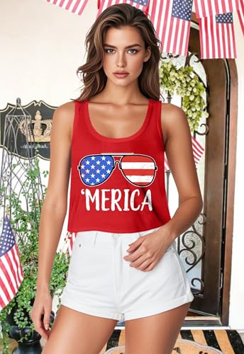 Image of Ithalt Womens American Flag Shirts 4th of July Outfits USA T-Shirt Patriotic Tank Shirt Fourth of July Sleeveless Tops