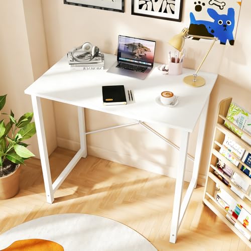 Image of DUMOS 32 in Small Computer Desk for Home Office, Modern Study Work Table Simple Style for Bedroom, Writing Desks with X-Shaped Reinforcement, 2 Pack, White