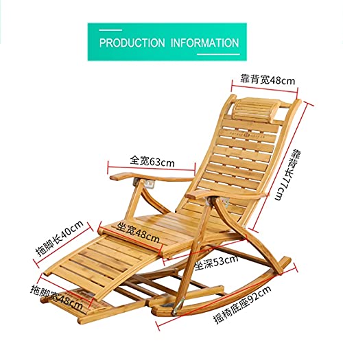 Bain de soleil à bascule en bambou avec dossier réglable multiposition - 4