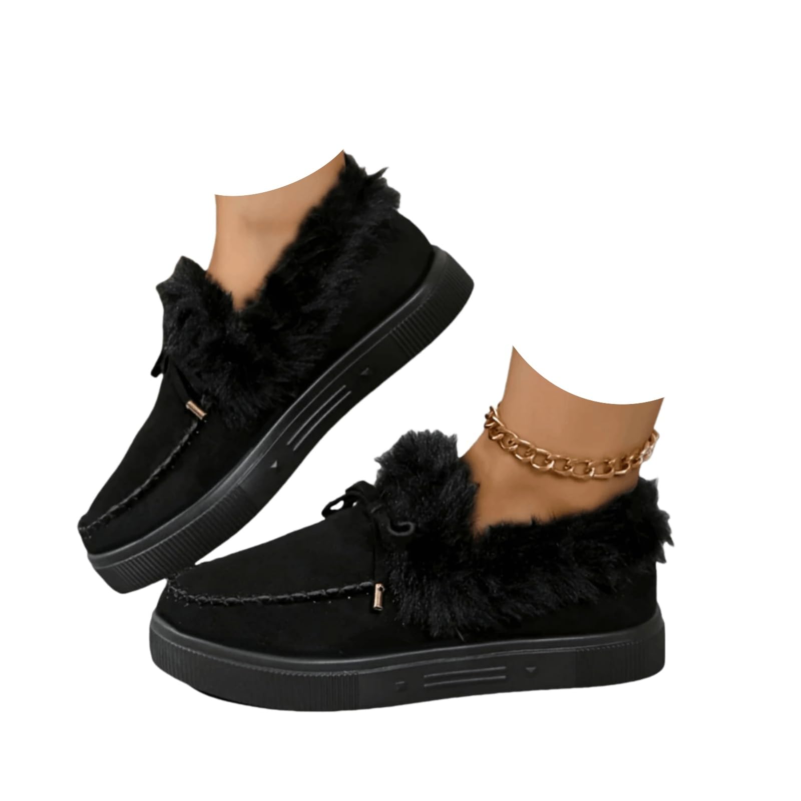 Winter Boots for Women 2025 Fur Lined Ankle Booties Slip On Snow Boots Warm Non-Slip Comfortable Casual Platform