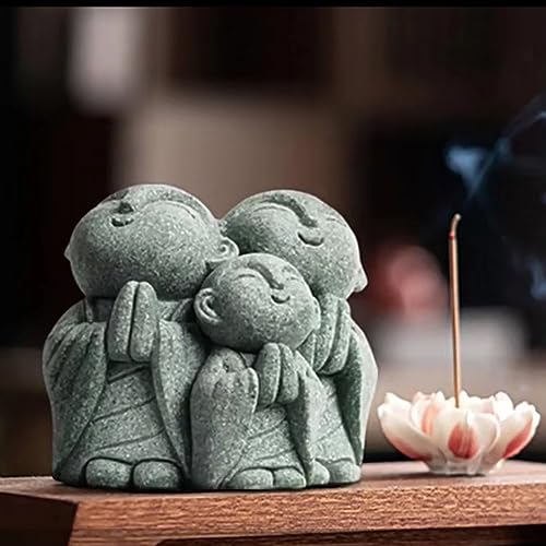 QIUEER CCお地蔵さんセット癒し可愛い小型置物祈りお地蔵様おじぞうさま守り神みかげ石 幸せ願い縁の良いおきもお かわいい御影石 神仏像 (一期一会B)