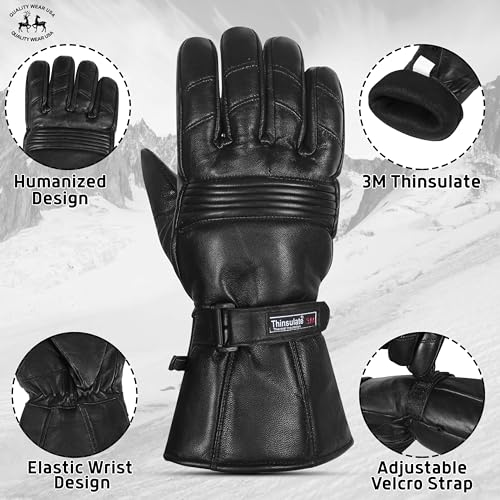 QUALITY WEARS USA Leather Gauntlet Gloves